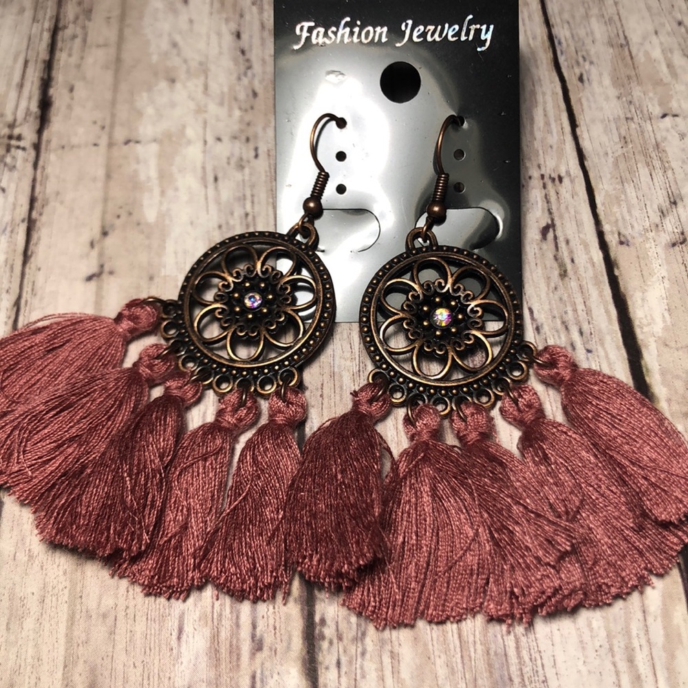 Boho style fringe tassel earrings NWY